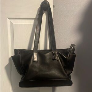 Elegant Black Leather Tote Bag